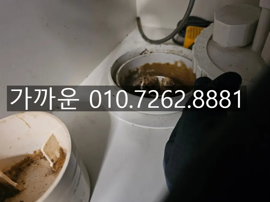 기름때가 쌓여 있던 싱크 배수부